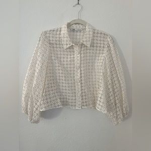 Zara 3/4 sleeve Daisy Crop Top Size L